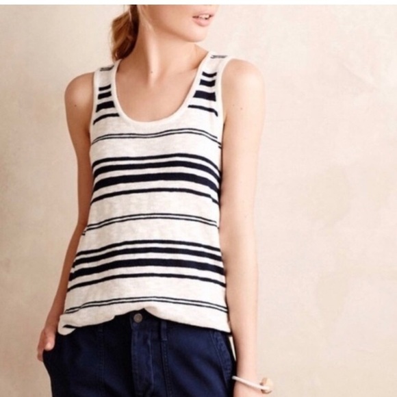 Moth Tops - ❤️ Anthropologie | Moth | Watermark Knit Stripe Tank Large Top Shirt coastal